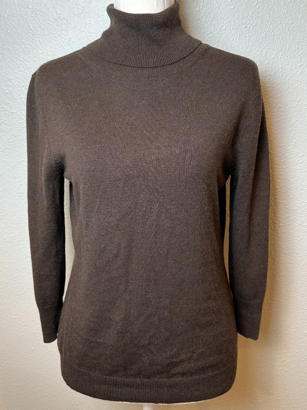 Banana Republic Silk Cashmere Turtleneck Sweater S Brown Vintage Y2K Minimalist